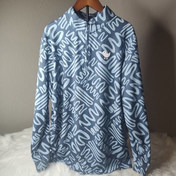 Bad Birdie Other - Bad Birdie Quarter Zip‎ Pullover Mens Small Blue Abstract Print Long Sleeve Golf